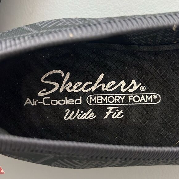 New Skechers Cleo Snip Knit Vegan Skimmers Sweet Class in Black/Charcoal Size 7W - Picture 5 of 7